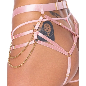 Bad Kitty Różowa Uprząż String z Łańcuszkami S L