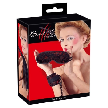 Zestaw bondage satynowy Bad Kitty czarny 38 cm