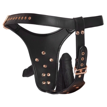 Strap on Bad Kitty 3D z trzema dildos S/M