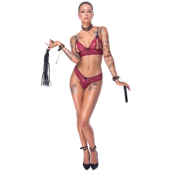 Zestaw bondage Bad Kitty 6 częściowy czarny ze złotymi akcentami