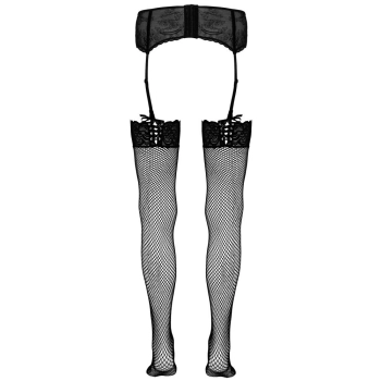 Pończochy siatkowe z koronką Cottelli LEGWEAR S/M