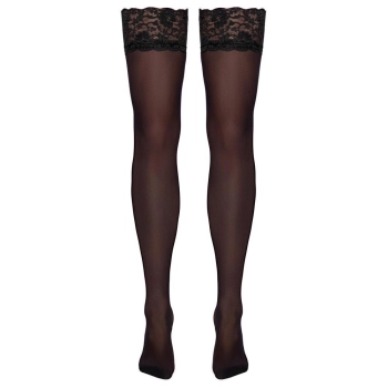 Pończochy z koronką Cottelli LEGWEAR czarne M 20 den