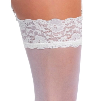 Pończochy z koronką Cottelli LEGWEAR białe M 20 den