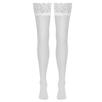Pończochy z koronką Cottelli LEGWEAR białe M 20 den