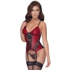 Koszulka z podwiązkami Cottelli LINGERIE czerwono czarna M
