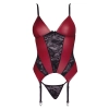 Koszulka z podwiązkami Cottelli LINGERIE czerwono czarna M