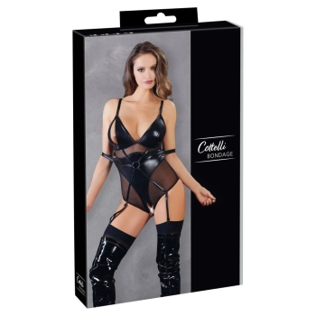 Body bondage z kółkiem Cottelli BONDAGE czarne L