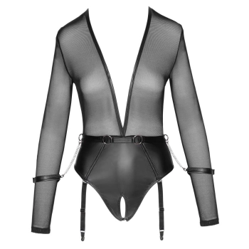 Body Cottelli BONDAGE czarne S z pasem i kajdankami