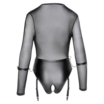 Body Cottelli BONDAGE czarne S z pasem i kajdankami
