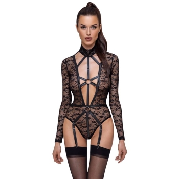 Body koronkowe z długim rękawem Cottelli LINGERIE S