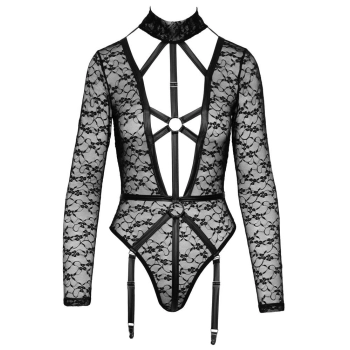Body koronkowe z długim rękawem Cottelli LINGERIE S