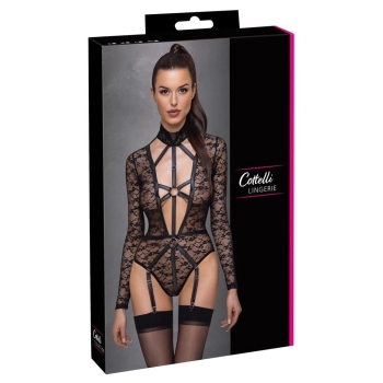 Body koronkowe z długim rękawem Cottelli LINGERIE S