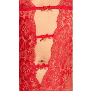 Body erotyczne kissable czerwone koronkowe S/M