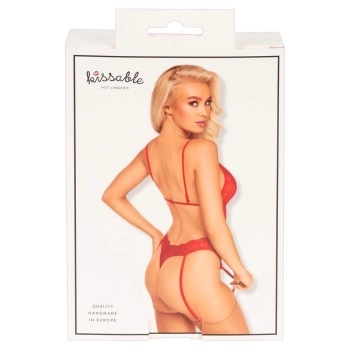 Body erotyczne kissable czerwone koronkowe S/M