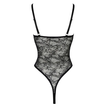 Body koronkowe Cottelli LINGERIE czarne z pierścieniami L