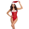 Body Cottelli LINGERIE czerwone z piórami i czapką S/M