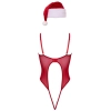 Body Cottelli LINGERIE czerwone z piórami i czapką S/M