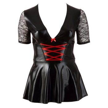 Sukienka mini Cottelli CURVES z czerwonym sznurowaniem 3XL