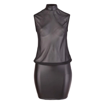Sukienka mini Cottelli Curves transparentna czarna XL