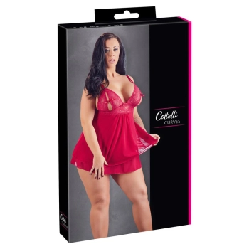 Babydoll Cottelli CURVES czerwony 2XL z Powernet