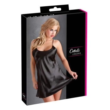 Koszulka nocna satynowa Cottelli LINGERIE czarna S