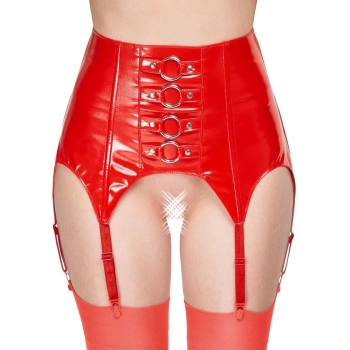 Vinyl Suspender Straps red M