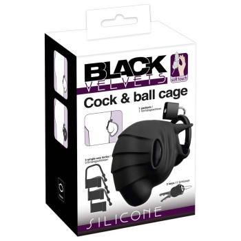 Klatka na penisa i jądra silikonowa Black Velvets 10 cm