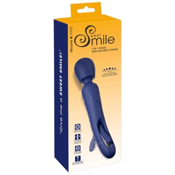 Masażer wand Sweet Smile 2in1 z językiem USB 24 cm