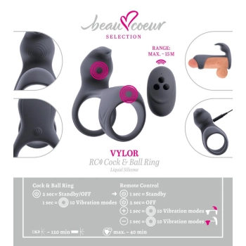 Pierścień wibrujący beau coeur Vylor RC z pilotem USB