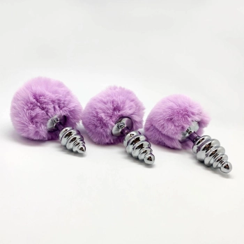 Metal Anal Fluffy Twist Plug M pink