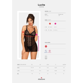 Bielizna-Lucita koszulka i stringi czarna  S/M