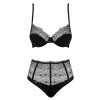Komplet bielizny Sharlotte Obsessive koronka czarny S/M