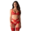Komplet koronkowy Obsessive Cupide Desir czerwony 2XL/3XL