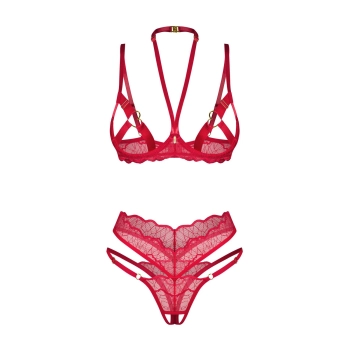 Komplet bielizny Obsessive Cupide Desir otwarty czerwony S/M