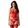 Koronkowy komplet Obsessive Cupide Desir czerwony L/XL