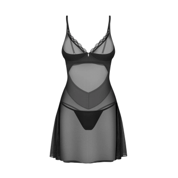 Koszulka nocna Stelisa Obsessive czarna z stringami S/M