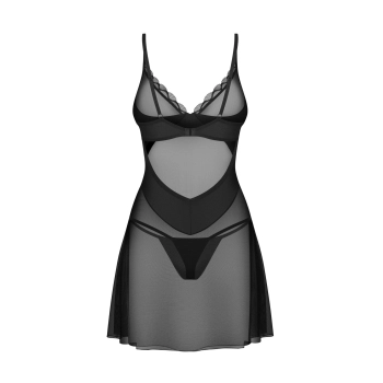Koszulka nocna Stelisa Obsessive czarna z stringami S/M