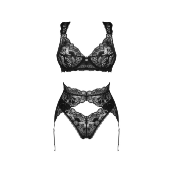 Komplet 3 częściowy Obsessive Donna Dream czarny XL/2XL