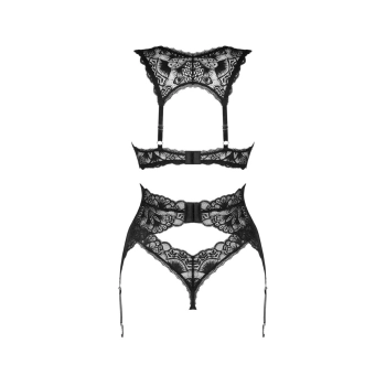 Komplet 3 częściowy Obsessive Donna Dream czarny XL/2XL