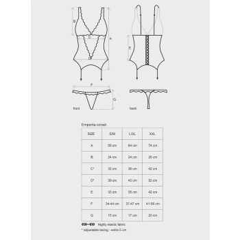 Gorset i stringi Emperita Obsessive XXL
