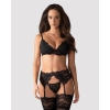 Komplet bielizny Obsessive z pasem do pończoch czarny S/M