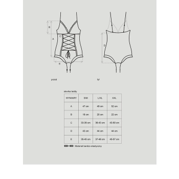 Body koronkowe Obsessive Slevika czarne L/XL