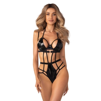 Body erotyczne wet look Obsessive Keira Lise czarne L/XL