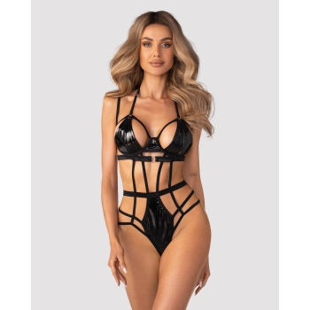 Body erotyczne wet look Obsessive Keira Lise czarne L/XL