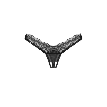 Stringi koronkowe otwarte Obsessive Arrowel czarne L/XL