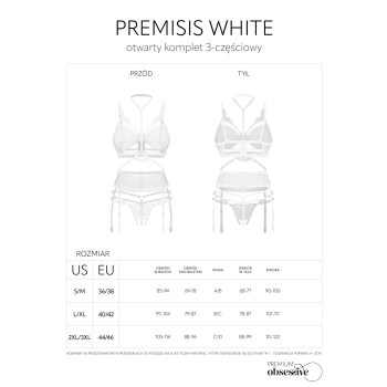 Otwarty trzyczęściowy komplet bielizny Premisis biały L/XL