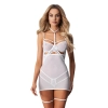 Koronkowe body z fiszbinami Obsessive Arrowel White 2XL/3XL