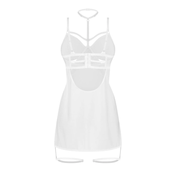 Koronkowe body z fiszbinami Obsessive Arrowel White 2XL/3XL