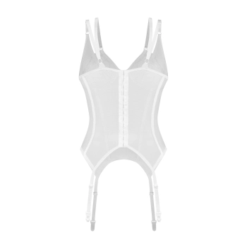 Gorset koronkowy przezroczysty Obsessive Arrowel biały L/XL