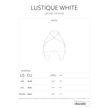 Uprząż na biust Lustique biała Obsessive S/M/L